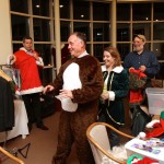 Backstage at the Globe: Collier, Jarem, Williams and Hurwitz manage to get into character without the benefit of an aperitif.