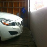A fortunate Volvo on the inside looking out.
