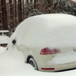 A VW Touareg diesel slumbers through the storm.